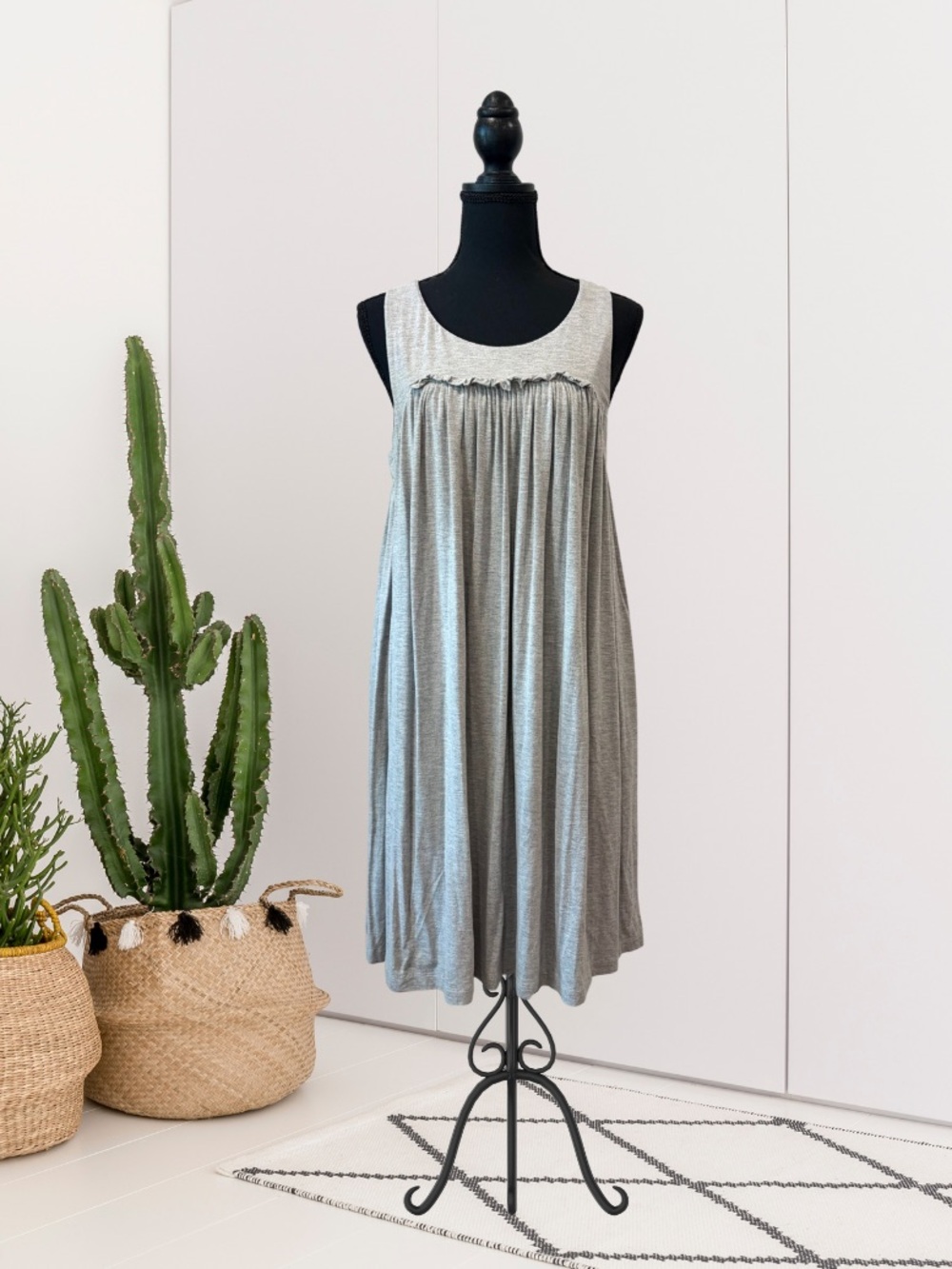 Rinku Dalamal Anthropologie Sleeveless Ruffle Trim Jersey Knit Dress